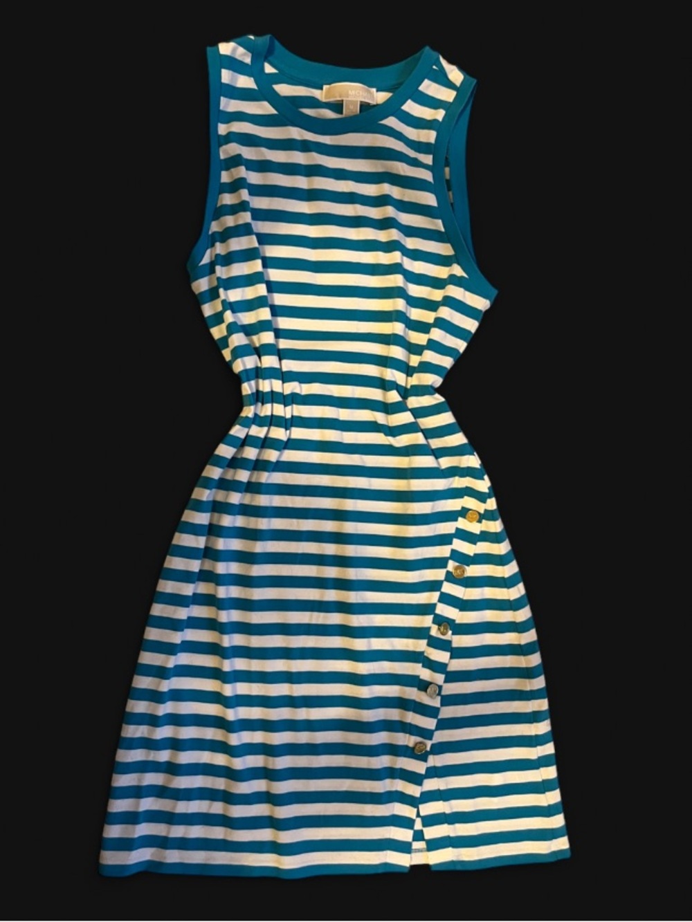 Michael Kors Teal & White Striped Sleeveless Dress